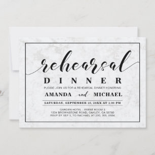Marble   Simple Modern Wedding Rehearsal Dinner Invitation