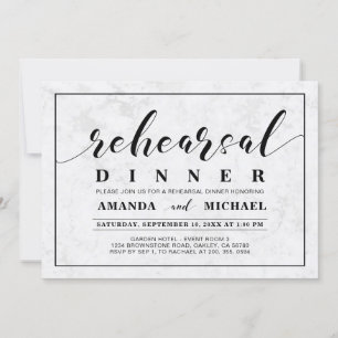 Marble Simple Modern Wedding Rehearsal Dinner Invitation