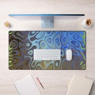 Marble Slick Metallic Blue Green Desk Mat