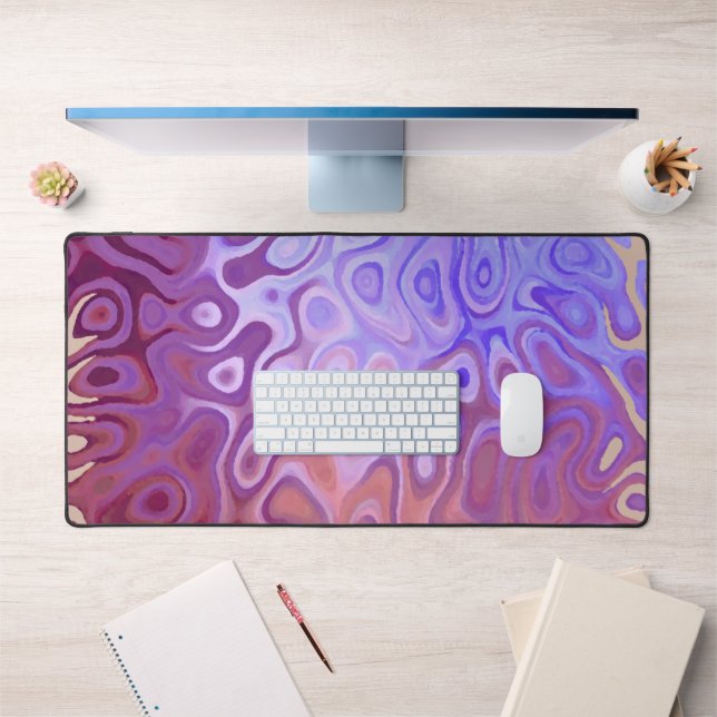 Marble Slick Metallic Burgundy Beige Desk Mat (Office 1)