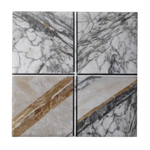 Marble square tiles in white gray brown beige 
