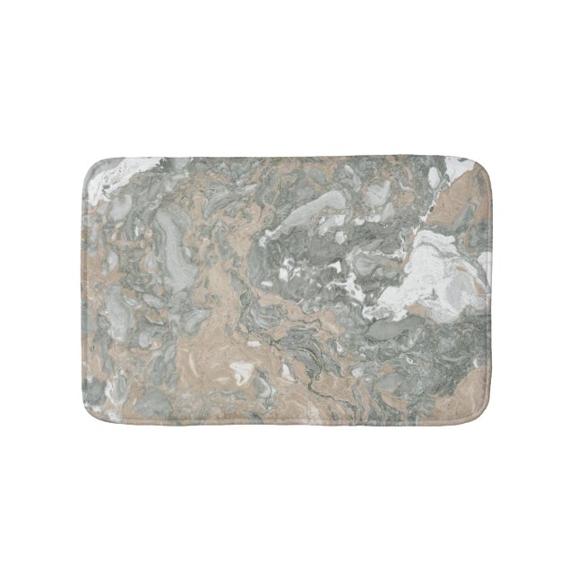 Marble Stone Abstract Creamy Beige Ivory Grey Bath Mat (Front)