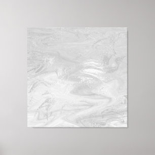 Marble Stone Abstract Monochromatic Waves Grey Canvas Print