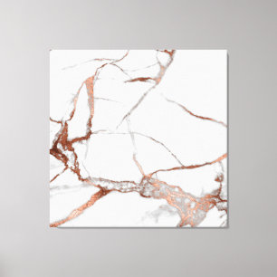Marble Stone Abstract Rose Gold White Grey Copper Canvas Print