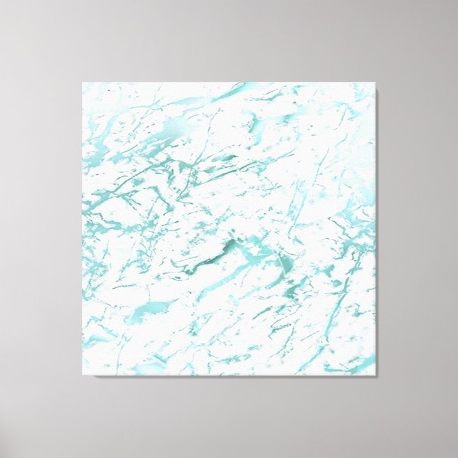 Marble Stone Abstract White Aqua Blue Tiffany Lux Canvas Print (Front)