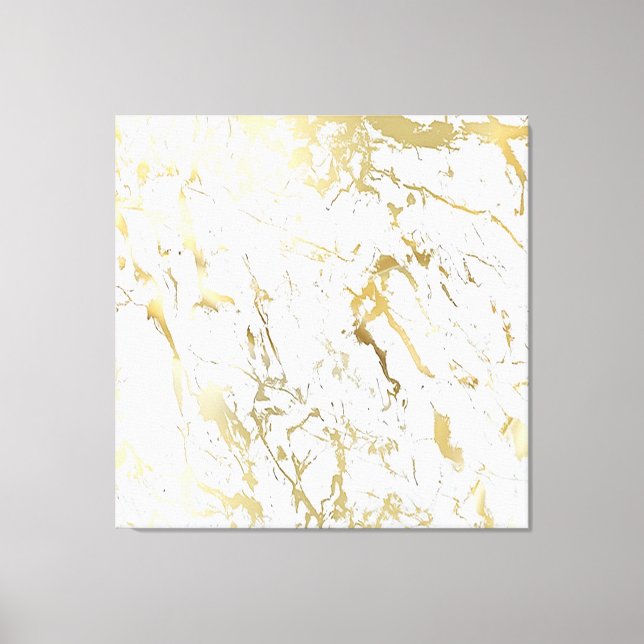 Marble Stone Abstract White Carrara Gold Luxury Canvas Print (Front)