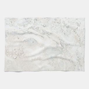 Marble Stone Bright Carrara Beige Ivory Grey Tea Towel