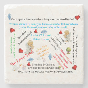 Marble Stone Coaster Baby Shower Baby Arrival