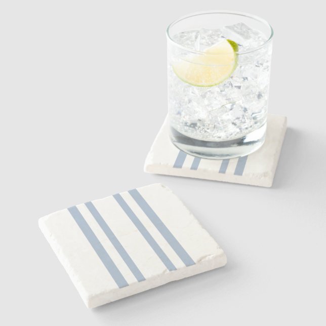Marble Stone Coaster Blue & White Stripe  (Side)
