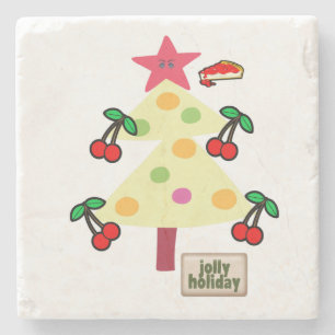 Marble Stone Coaster, Cherry Jolly Holiday  Coaster