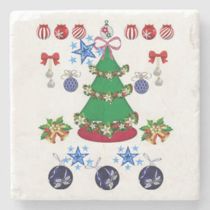 Marble Stone Coaster Christmas