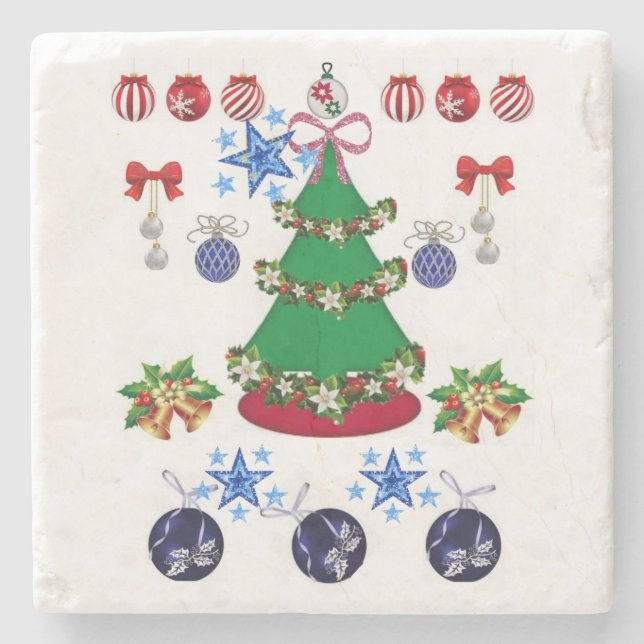 Marble Stone Coaster Christmas (Front)