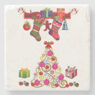 Marble Stone Coaster Christmas