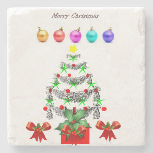 Marble Stone Coaster Christmas