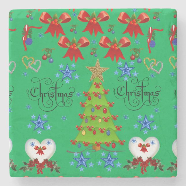 Marble Stone Coaster Christmas (Front)