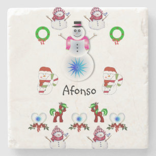 Marble Stone Coaster Christmas