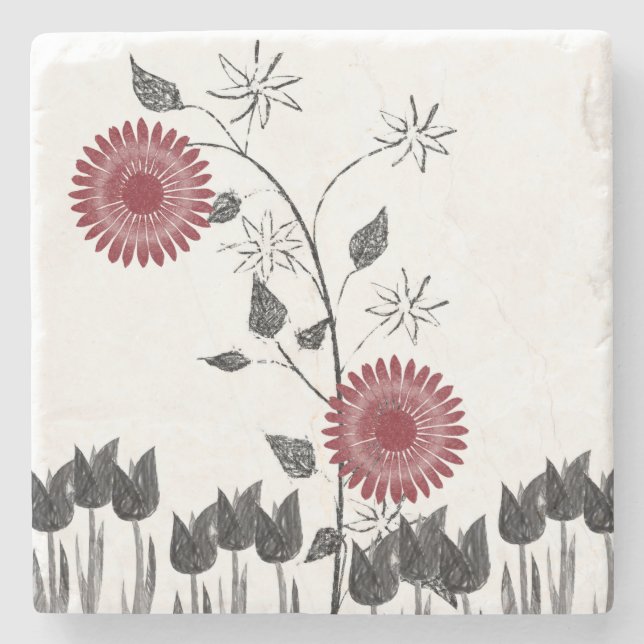 Marble Stone Coaster Floral (Front)