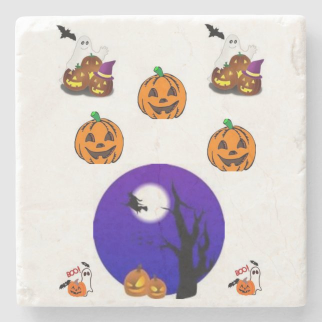 Marble Stone Coaster Halloween (Front)