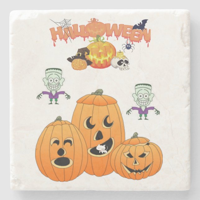 Marble Stone Coaster Halloween (Front)