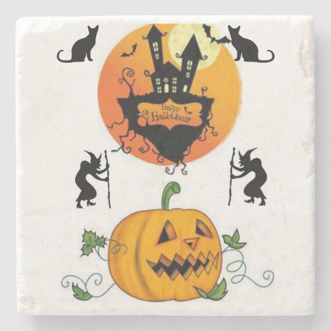 Marble Stone Coaster Halloween (Front)
