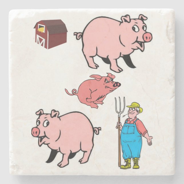 Marble Stone Coaster Pig (Front)