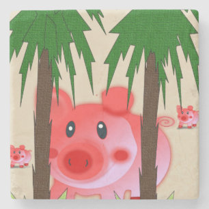 Marble Stone Coaster Pig