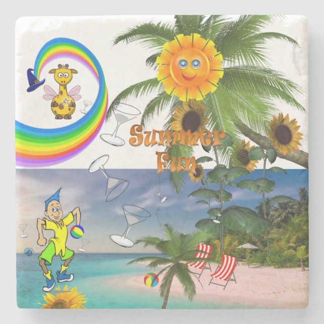 Marble Stone Coaster Summer Fun (Front)