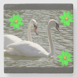 Marble Stone Coaster Swan