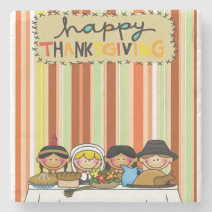 Marble Stone Coaster Thanksgiving