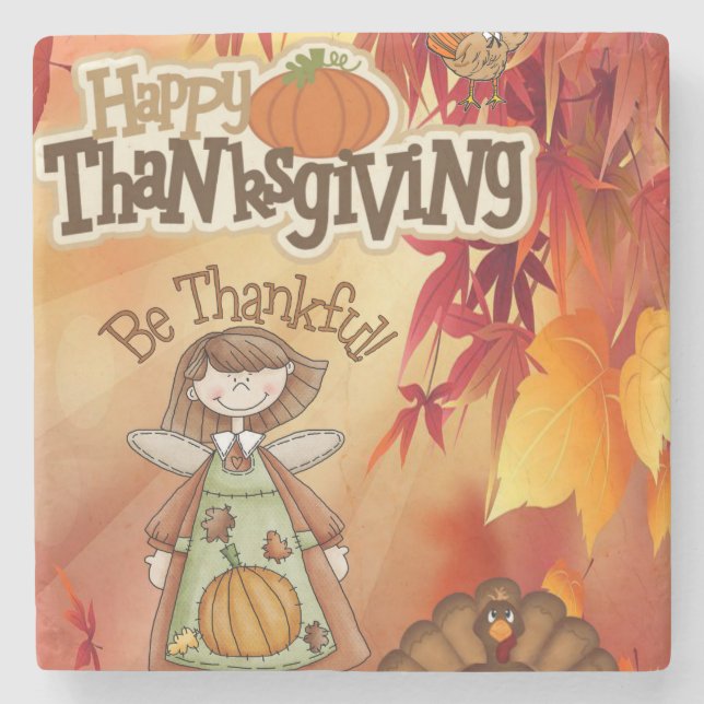 Marble Stone Coaster Thanksgiving (Front)