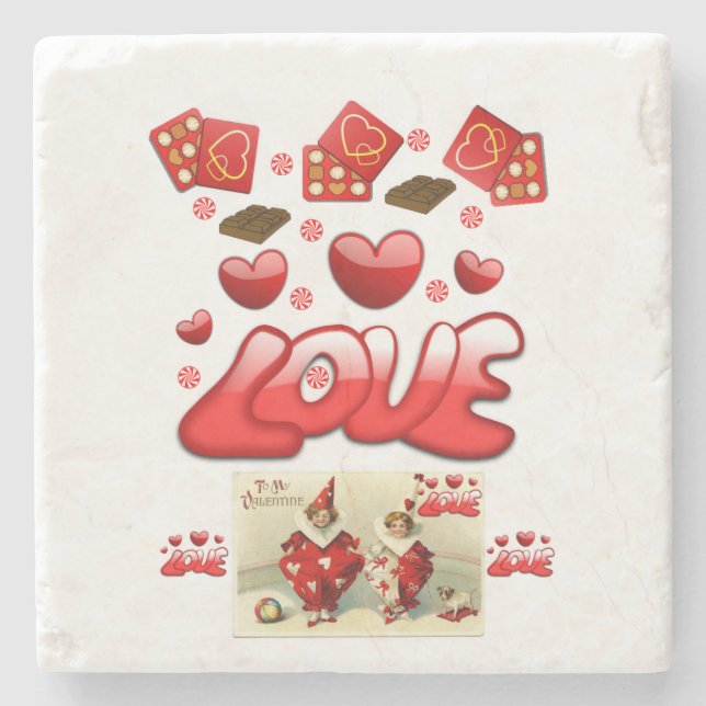 Marble Stone Coaster Valentine's Day (Front)