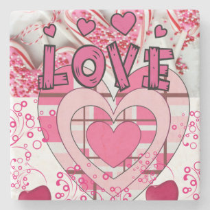 Marble Stone Coaster Valentine's Day
