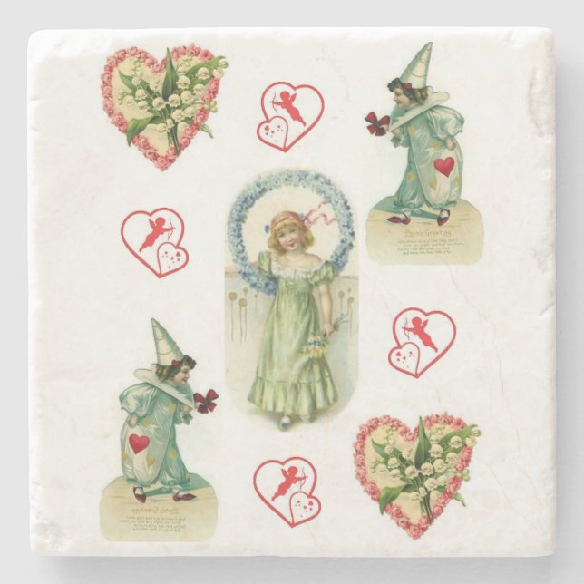 Marble Stone Coaster Valentine's Day (Front)