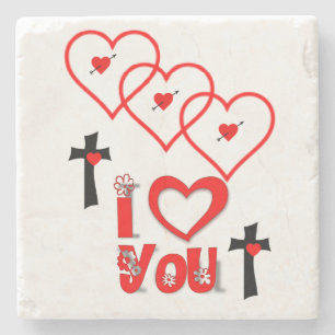 Marble Stone Coaster Valentine's Day