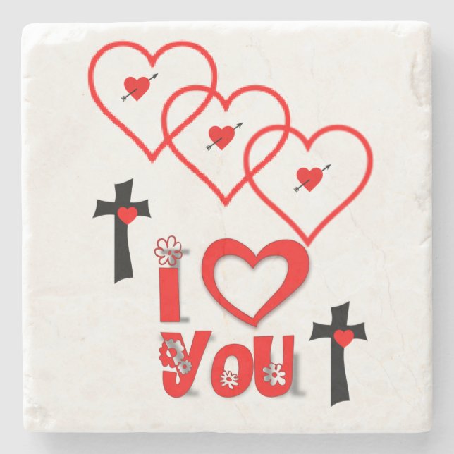 Marble Stone Coaster Valentine's Day (Front)