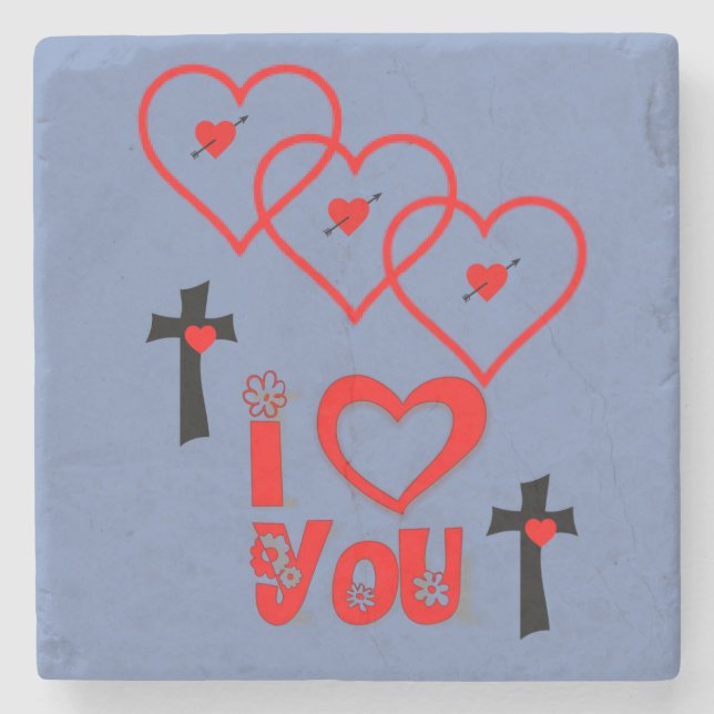 Marble Stone Coaster Valentine's Day (Front)
