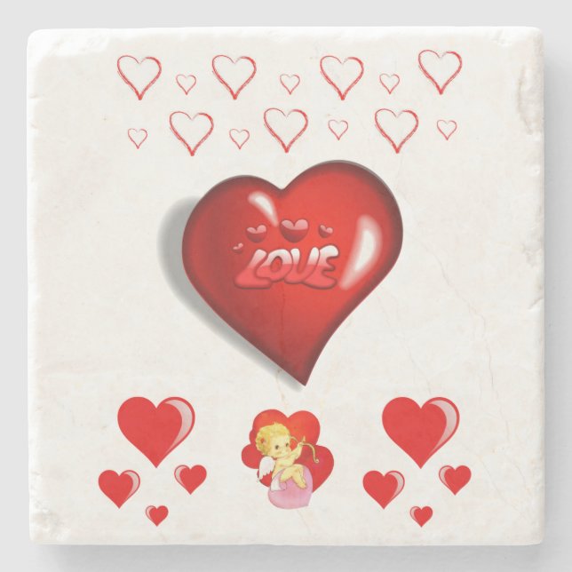 Marble Stone Coaster Valentine's Day (Front)