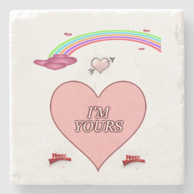 Marble Stone Coaster Valentine's Day (Front)