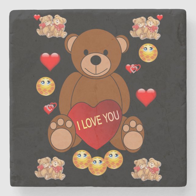 Marble Stone Coaster Valentine's Day (Front)