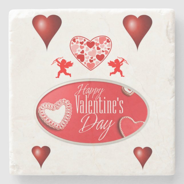 Marble Stone Coaster Valentine's Day (Front)