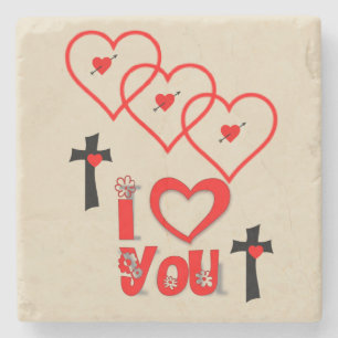 Marble Stone Coaster Valentine's Day