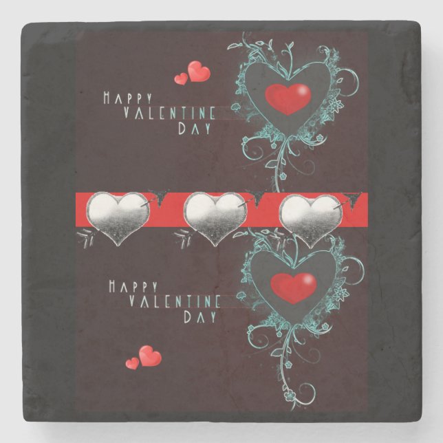 Marble Stone Coaster Valentine's Day (Front)
