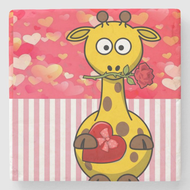 Marble Stone Coaster Valentine's Day Giraffe (Front)