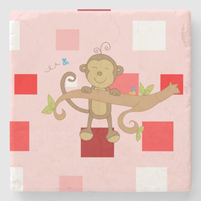 Marble Stone Coaster Valentine's Day Monkey (Front)