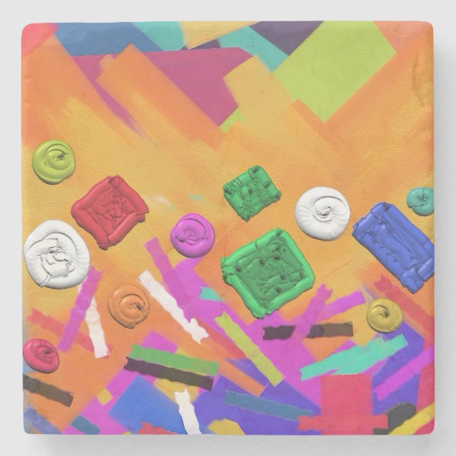 Marble Stone Coasters with Abstract Design (Front)