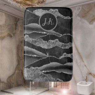 Marble Stone In Gray White & Gold Bathroom Bath Mat