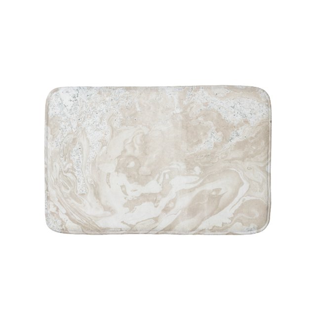 Marble Stone Luxury Creamy Beige Ivory Grey Bath Mat (Front)
