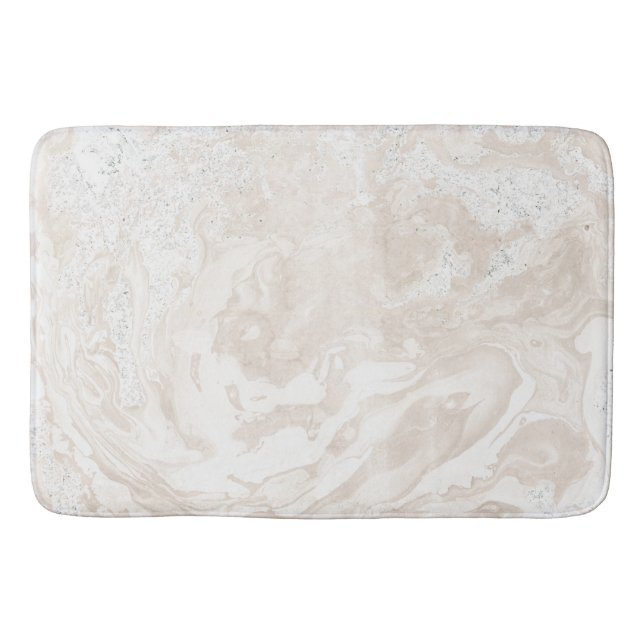 Marble Stone Luxury White Beige Ivory Powder Bath Mat (Front)
