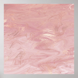 Marble Stone Molten Abstract Pink Rose Gold Glam Poster