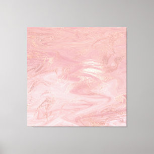 Marble Stone Molten Gold Abstract Pink Rose Gold Canvas Print